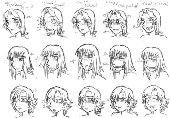 Anime Sketching ( facial expressions)